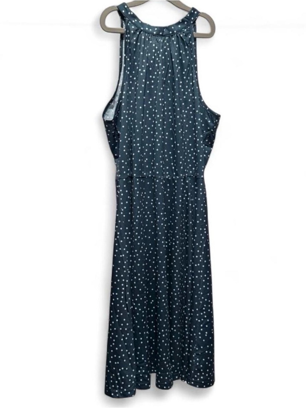 Polka Dot Navy Maxi Dress with Halter Neck